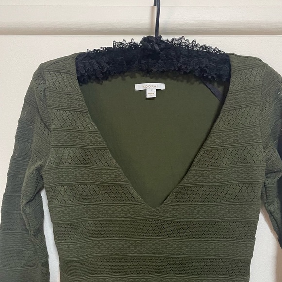Kookaï Olive green dress - size 1 (approximately size 8) - Picture 2 of 4